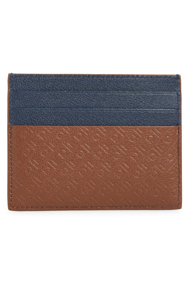 Embossed Gancini Leather Card Case, Alternate, color, MIDBROWN NEW NAVY NERO