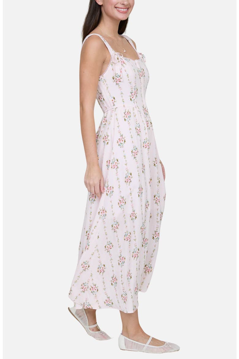Lace Trim Corset Fit & Flare Dress, Alternate, color, LIGHT PEACH MULTI