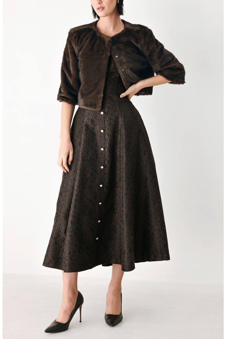 Faux Fur Jacket, Alternate, color, BROWN