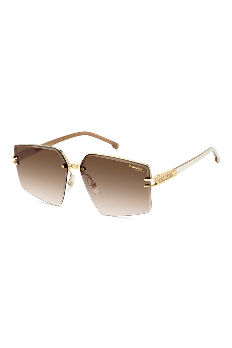 63mm Square Oversized Gradient Rimless Square Geometric Sunglasses, Alternate, color, GOLD IVORY/ BROWN SF