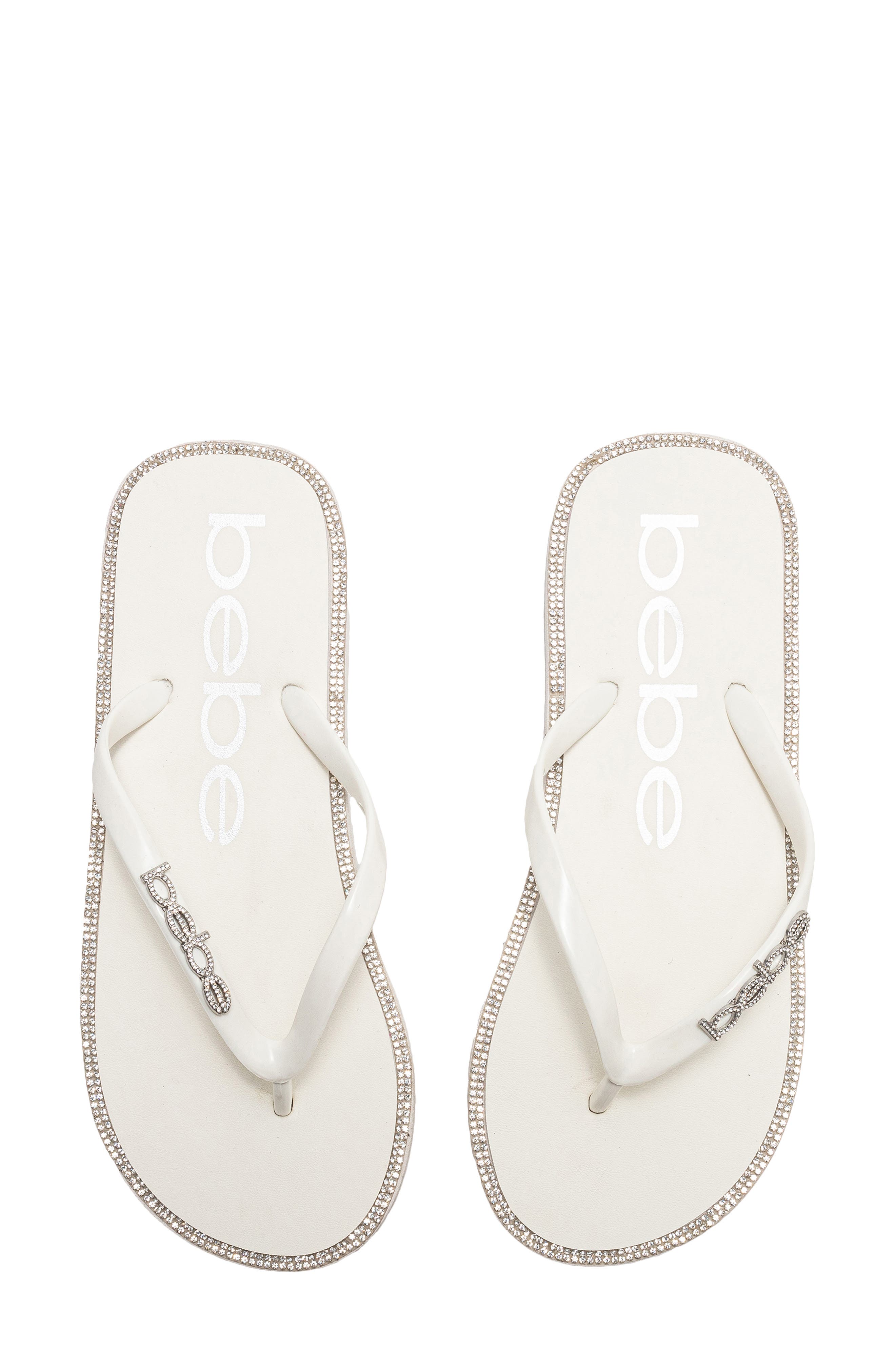 Rhinestone Flip Flop, Alternate, color, WHITE