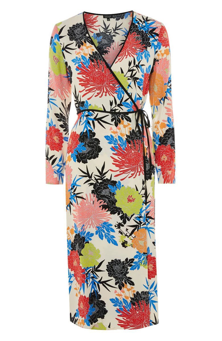 Topshop Freya Floral Wrap Dress, Alternate, color,