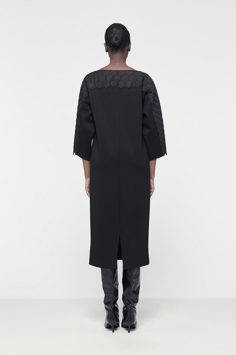 Quilted Embroidered Dress, Alternate, color, Black