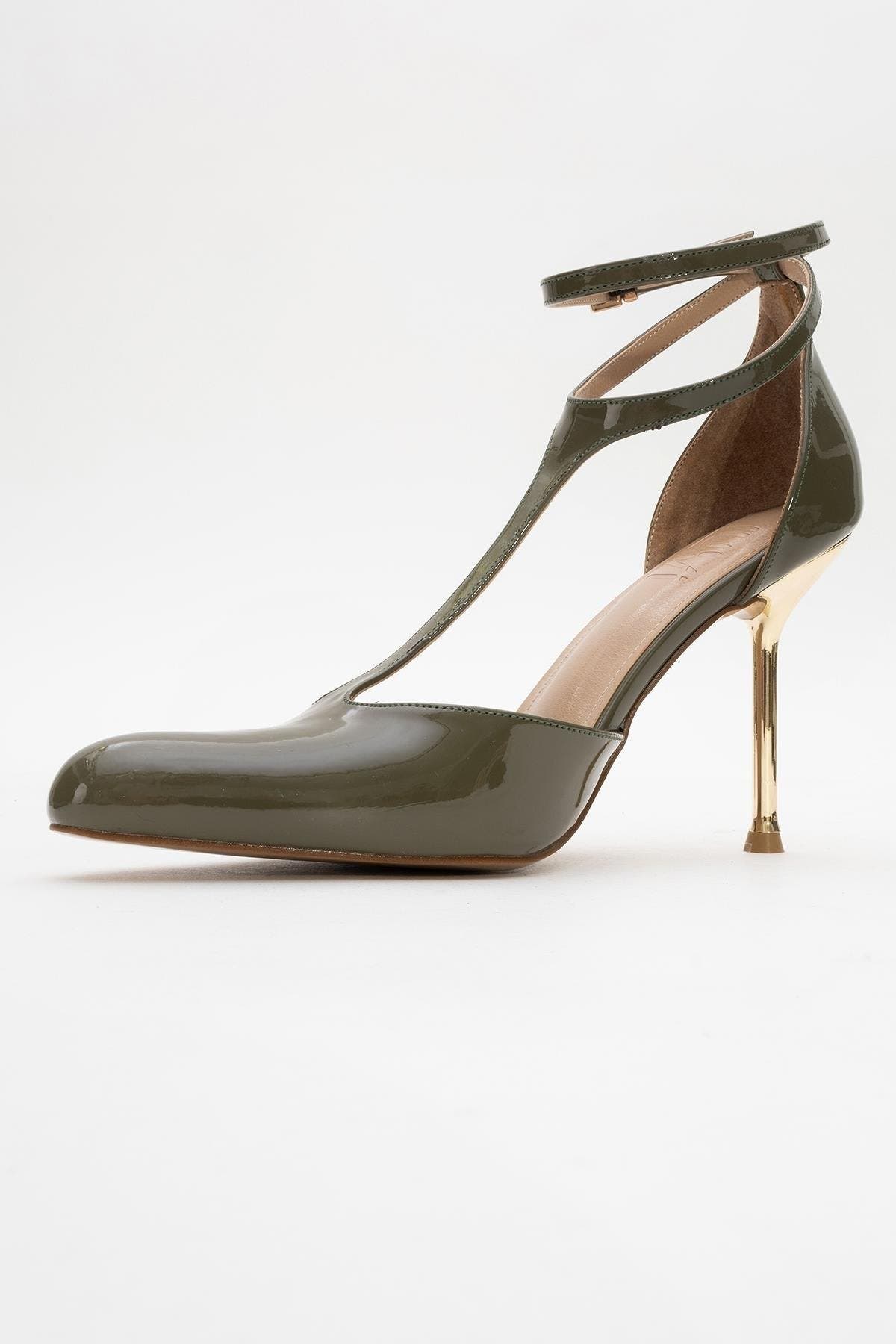 Jon T Strap Pump, Alternate, color, Khaki Patent