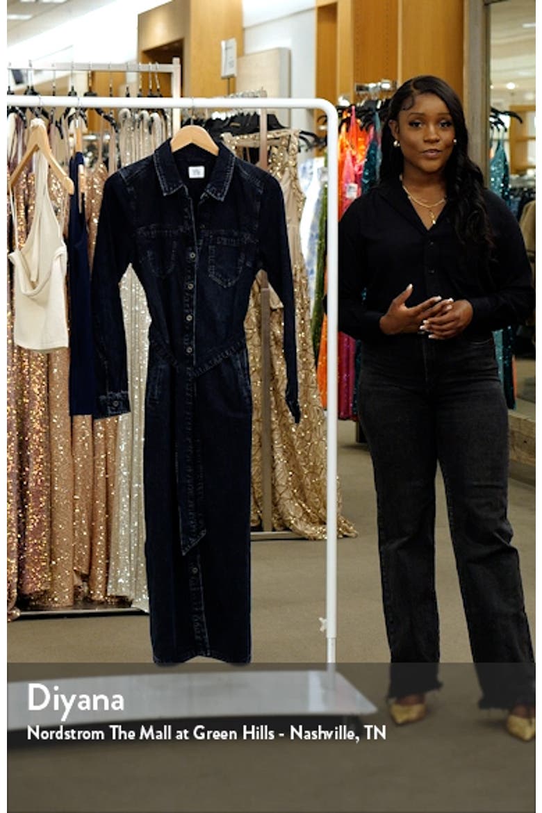 Tie Waist Long Sleeve Denim Maxi Shirtdress video