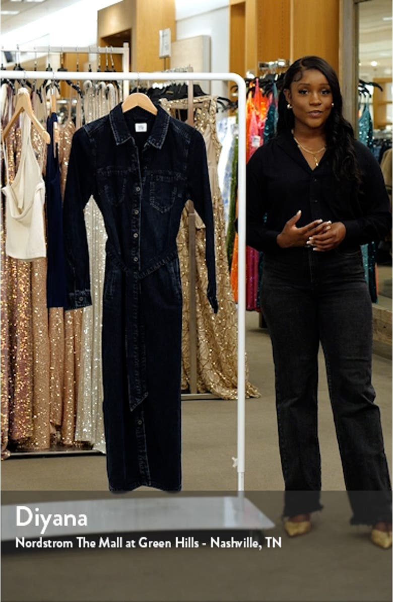Tie Waist Long Sleeve Denim Maxi Shirtdress, sales video thumbnail