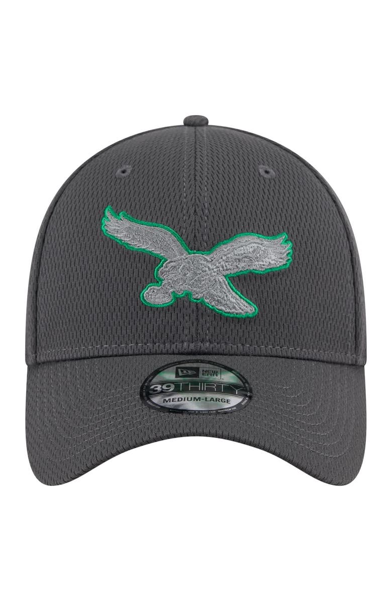 New Era Men's New Era Graphite Philadelphia Eagles Throwback Logo Main 39THIRTY Flex Hat, Alternate, color, 