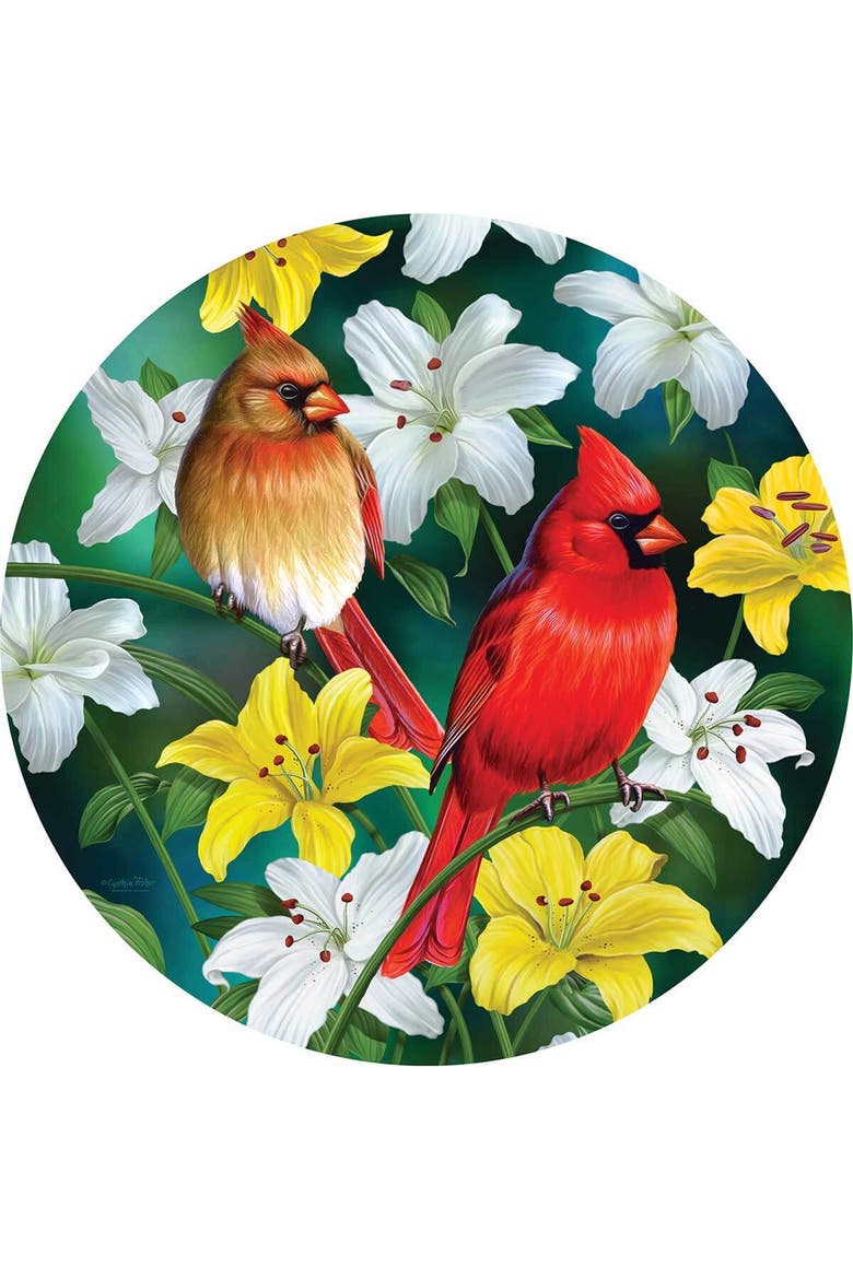 Cardinals in the Round 500 piece Jigsaw Puzzle for Adults Round, Alternate, color, Multicolor