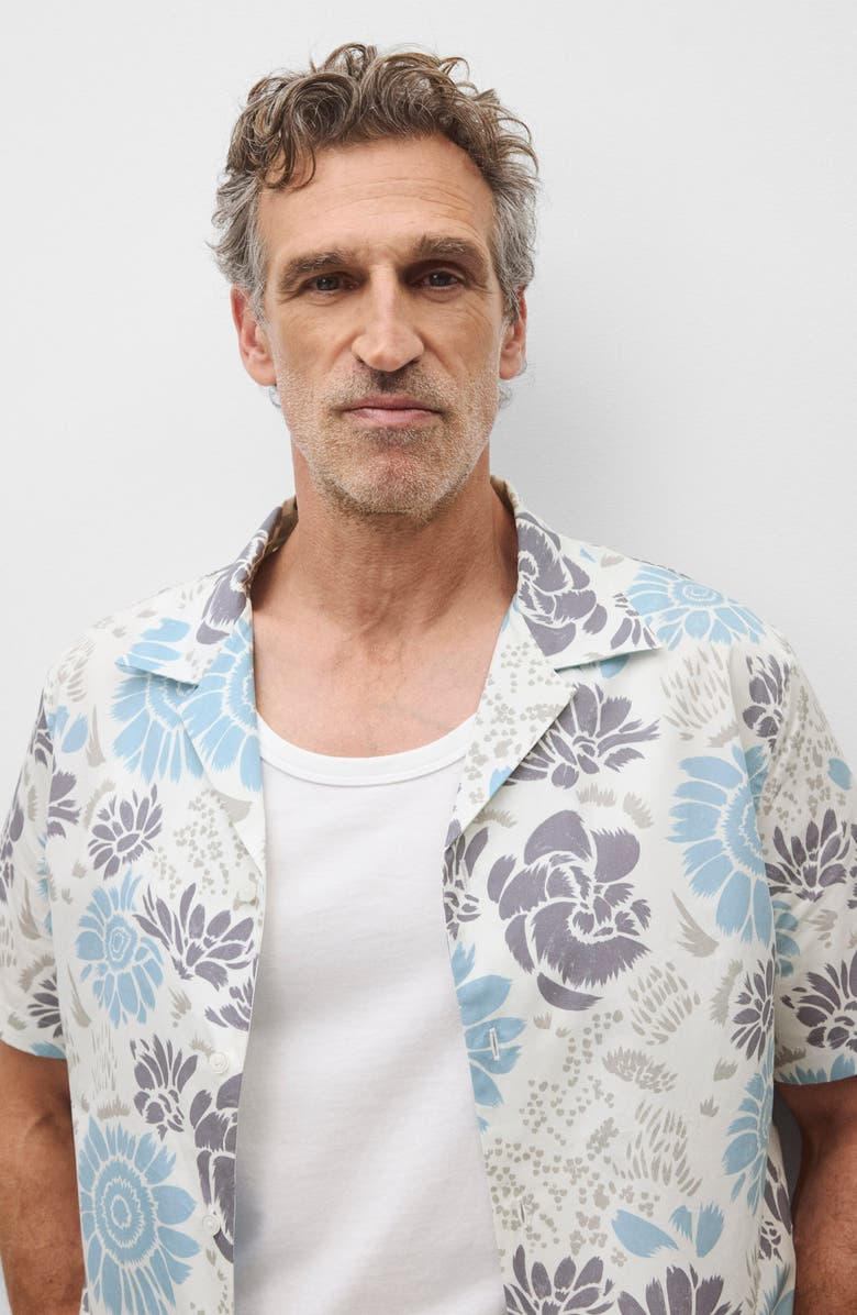 Reigning Champ Relaxed Fit Floral Cotton Poplin Camp Shirt, Alternate, color, White-Gulf