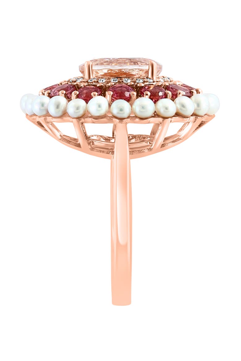 14K Rose Gold Diamond & Fresh Water Pearl Gemstone Cocktail Ring, Alternate, color, 14K Gold