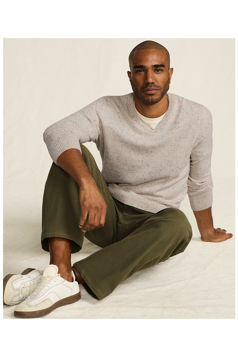 Fine Gauge Cashmere V-neck Sweater, Alternate, color, Solstice Donegal