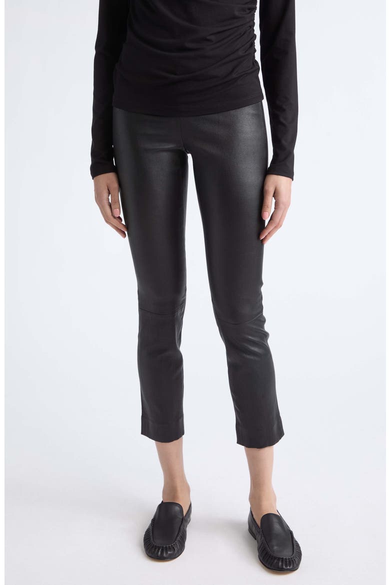 Leather Crop Leggings, Main, color, BLACK