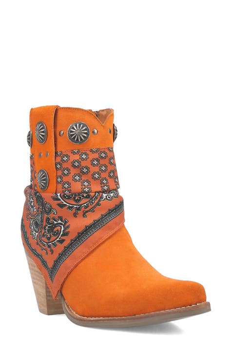 Ladies orange ankle boots hotsell