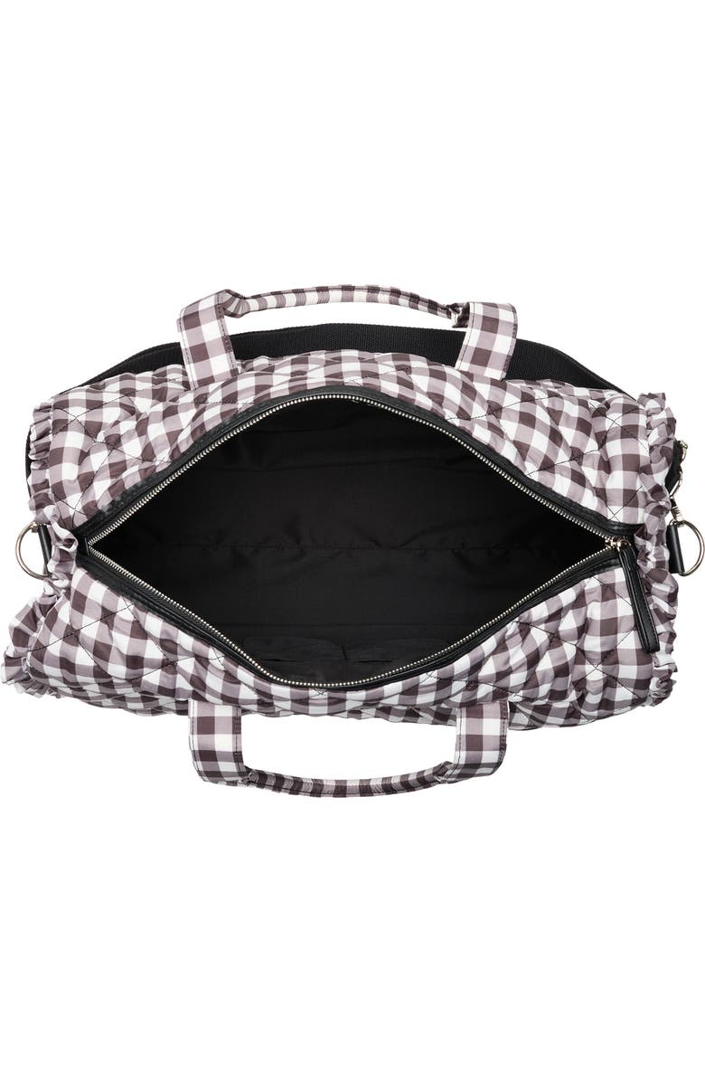 Madden Girl Quilted Duffle Bag, Alternate, color, Black/ White Gingham