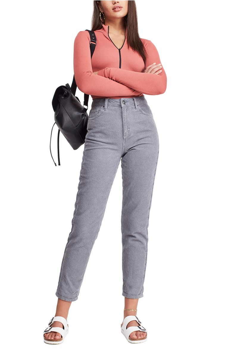 Mom Corduroy Pants, Alternate, color, COOL GREY
