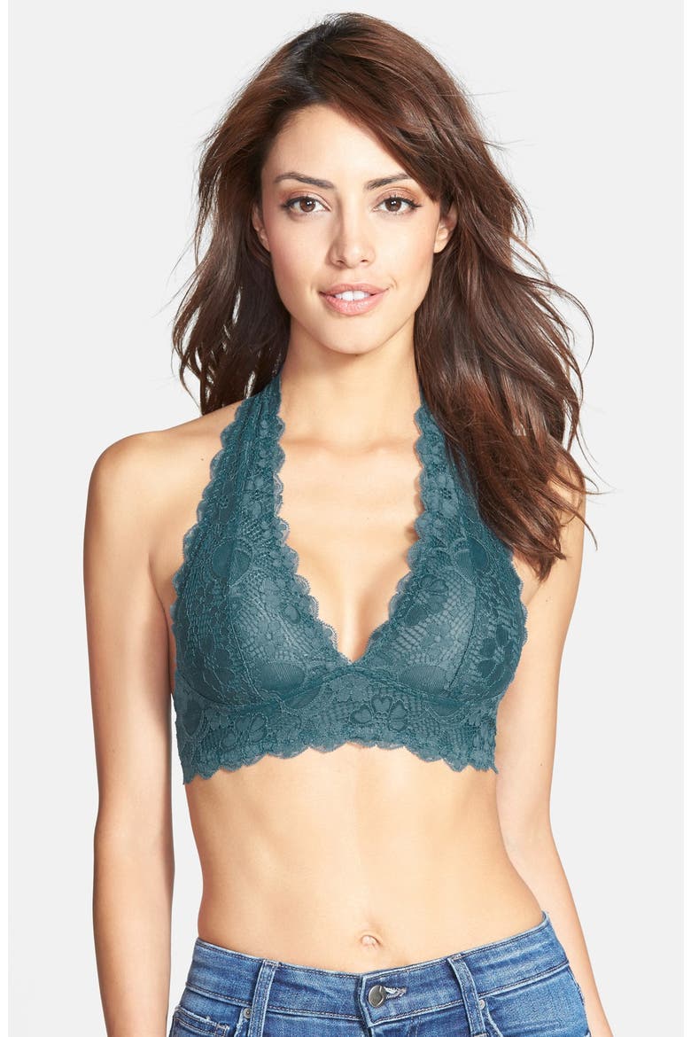 Lace Halter Bralette, Main, color, DEEP TURQUOISE