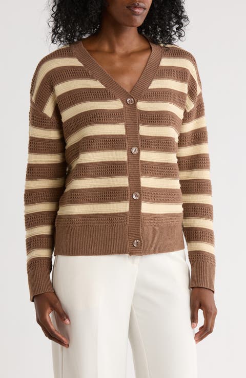 Stripe V-Neck Cardigan