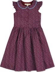 Hope & Henry Kids' Flutter Sleeve Linen Dress with Peter Pan Collar