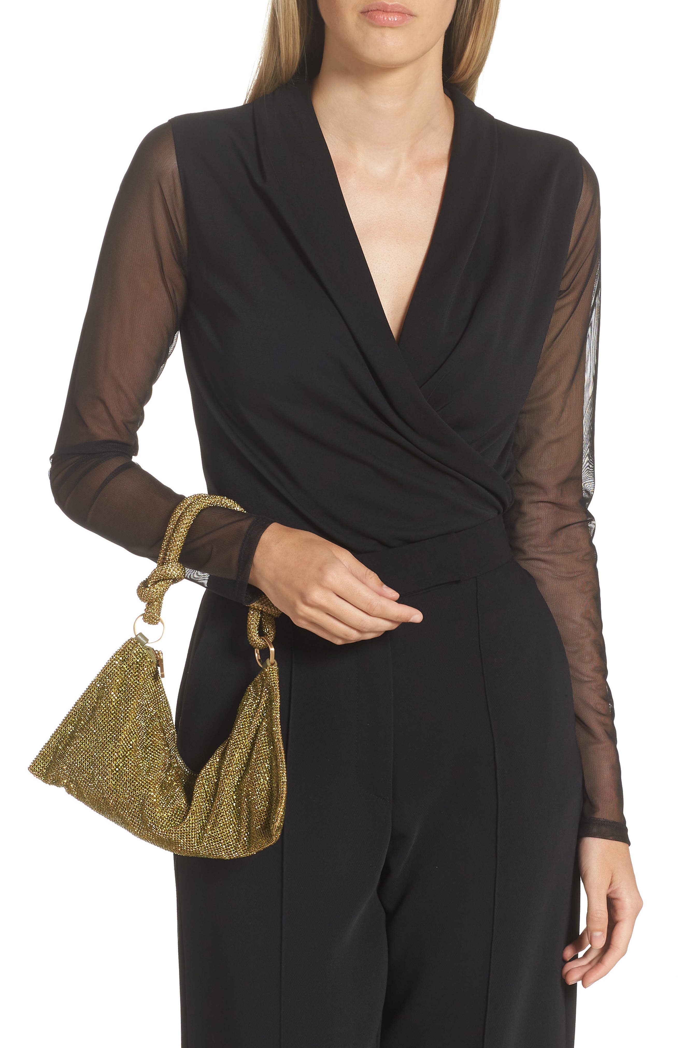 Cult Gaia Hera Nano Rhinestone Shoulder Bag, Alternate, color, Fatigue