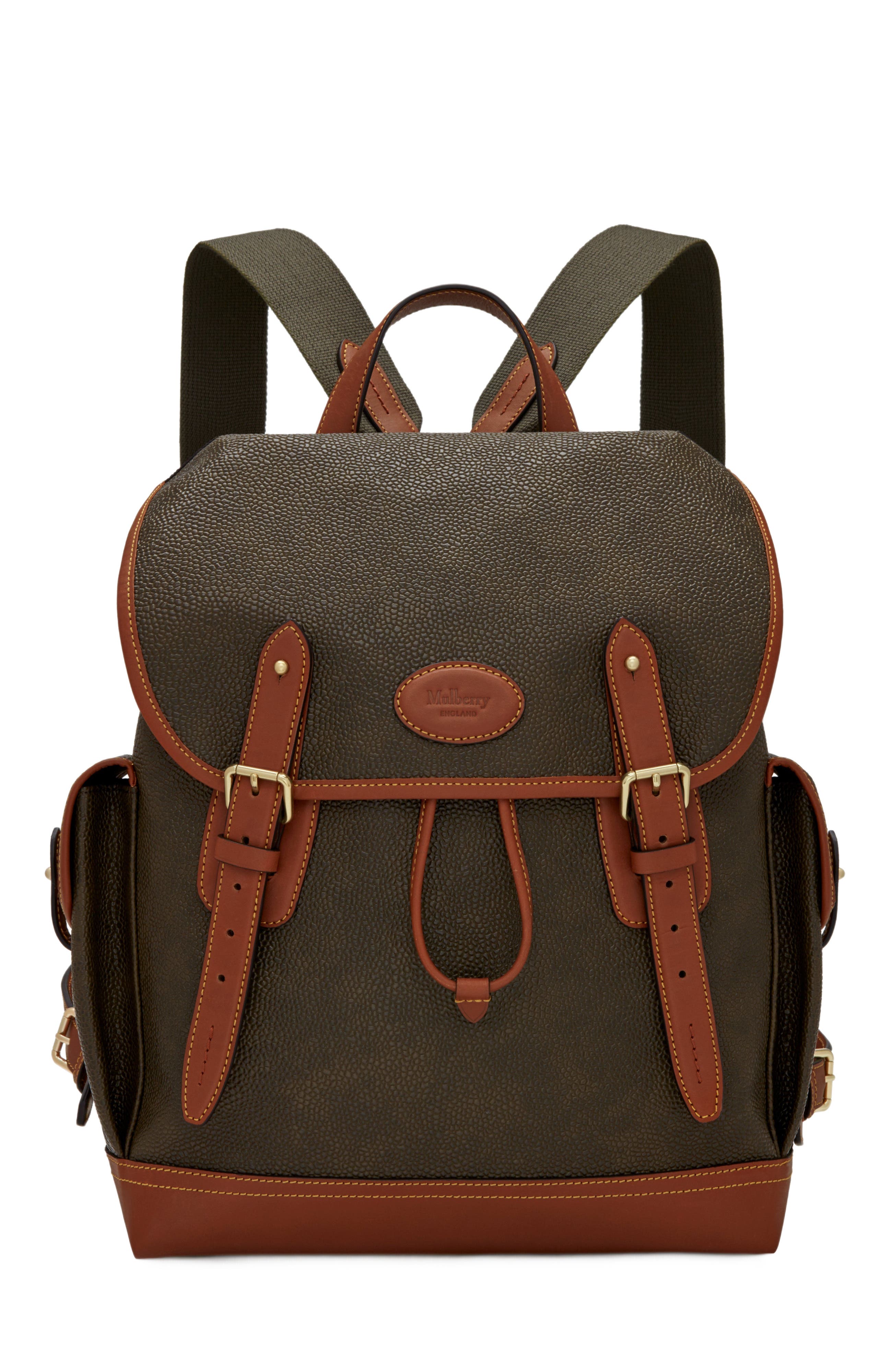 Mulberry Heritage Eco Scotchgrain Backpack, Main, color, Mole-Cognac