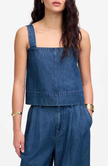 Madewell Square Neck Denim Crop Tank