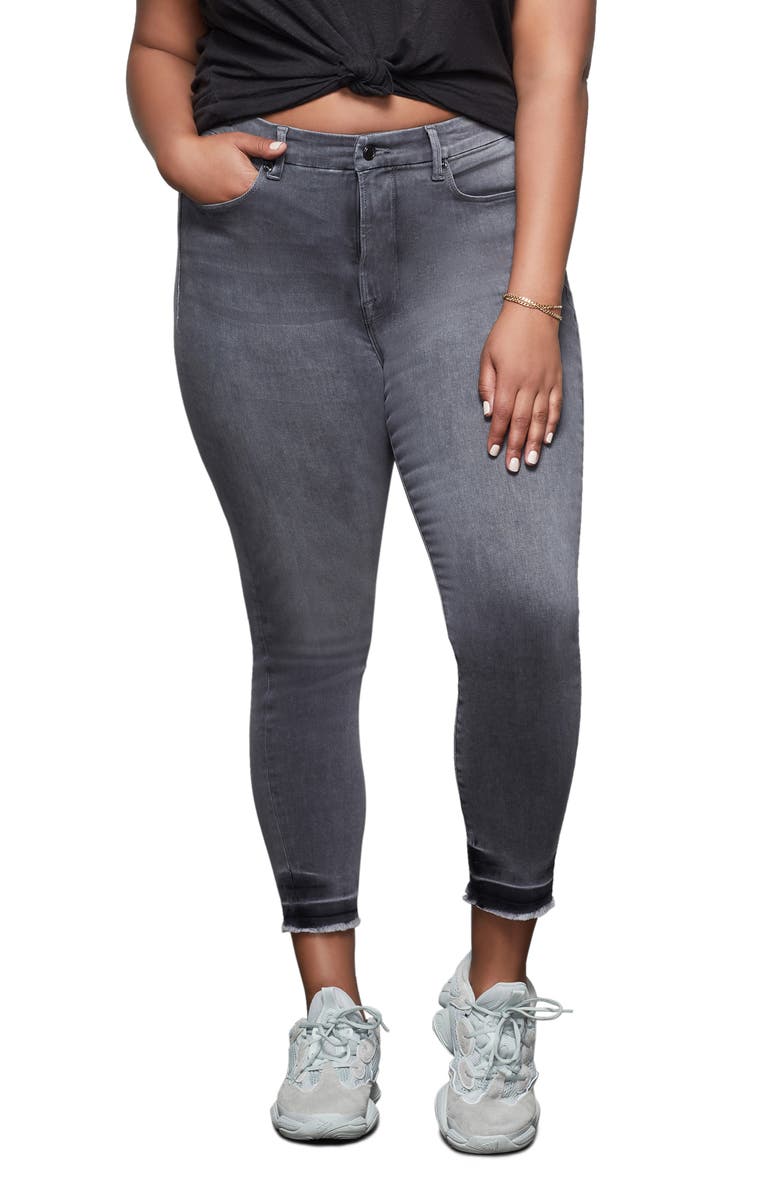 Good American Good Legs Raw Hem Crop Skinny Jeans, Alternate, color, 
