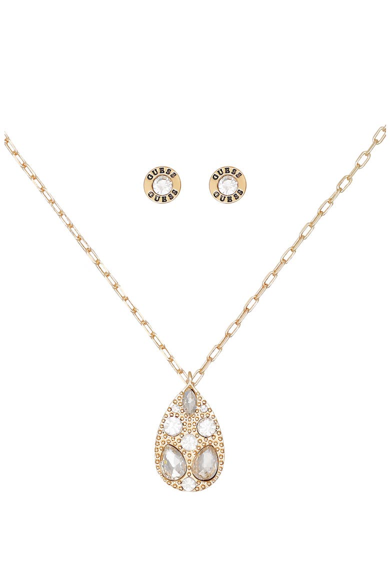 Teardrop Pendant Necklace & Stud Earrings Set, Alternate, color, GOLD