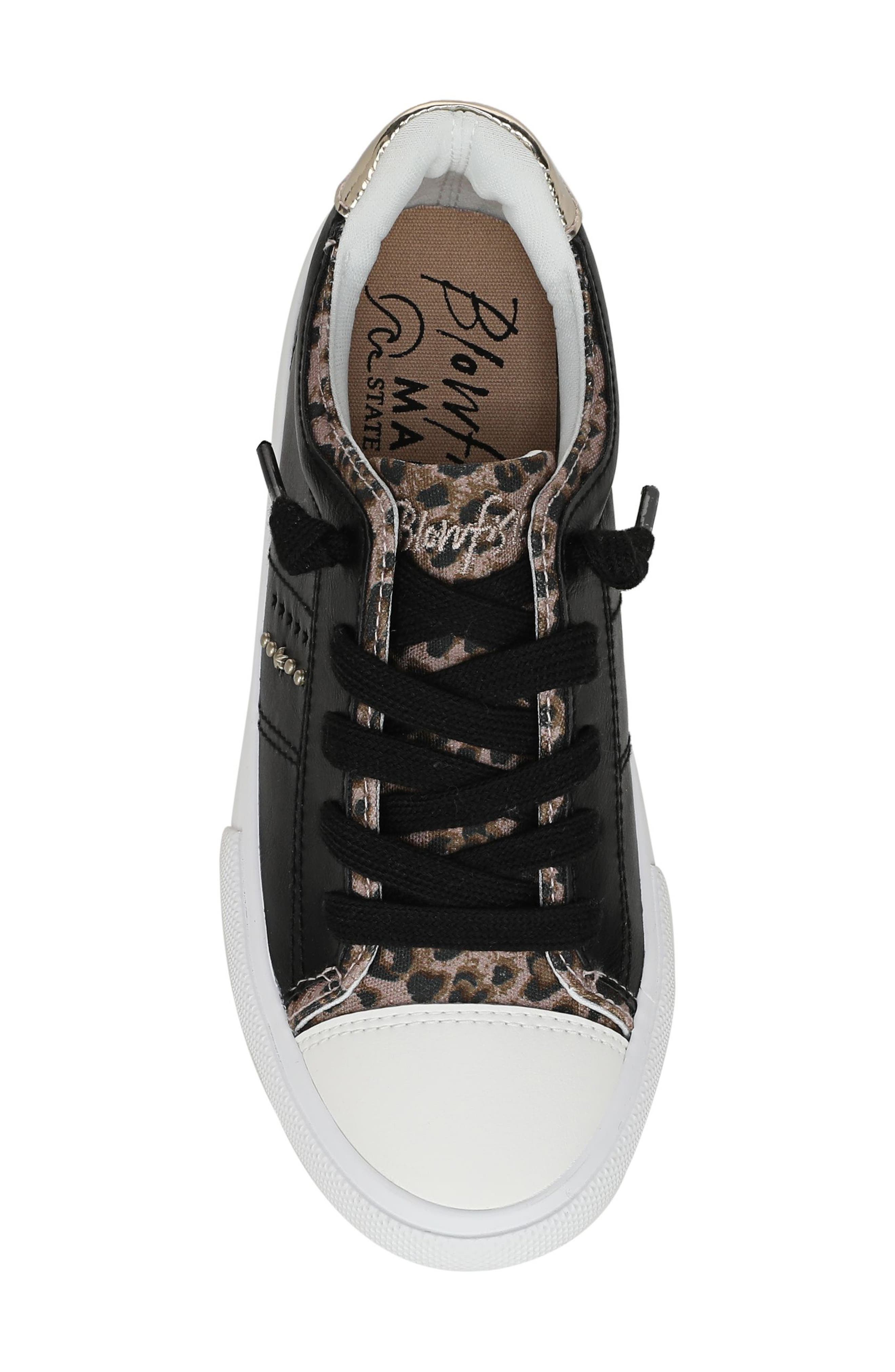 Blowfish Malibu Kids' Vibe Cap Toe Sneaker, Alternate, color, Black / Leopard Faux Leather