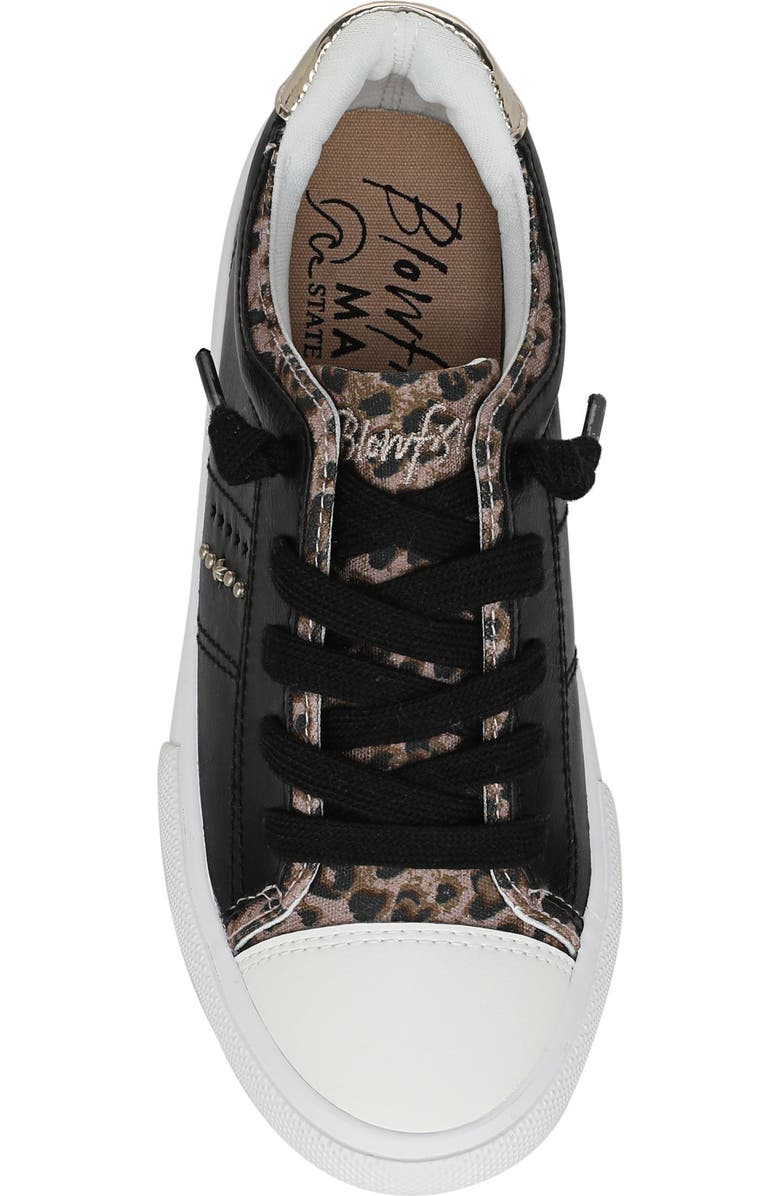 Blowfish Malibu Kids' Vibe Cap Toe Sneaker, Alternate, color, Black / Leopard Faux Leather