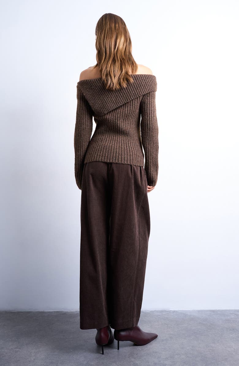 Topshop Cotton Corduroy Pants, Alternate, color, Brown