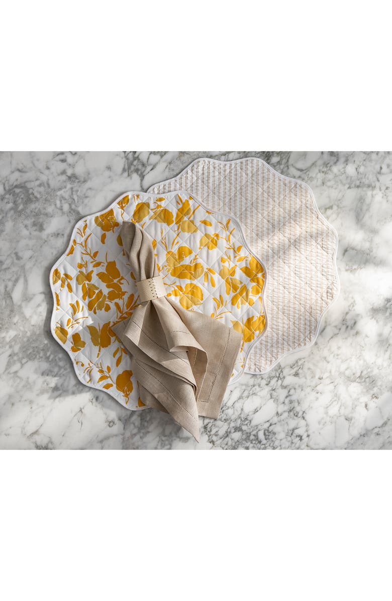 Matouk Set of 4 Reversible Quilted Placemats, Alternate, color, San Cristobal Green/ Celine