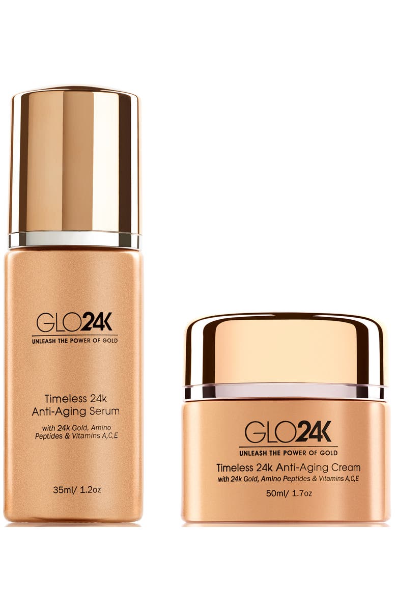 GLO24K UNLEASH THE POWER OF GOLD Anti-Aging Cream and Serum, Main, color, Na