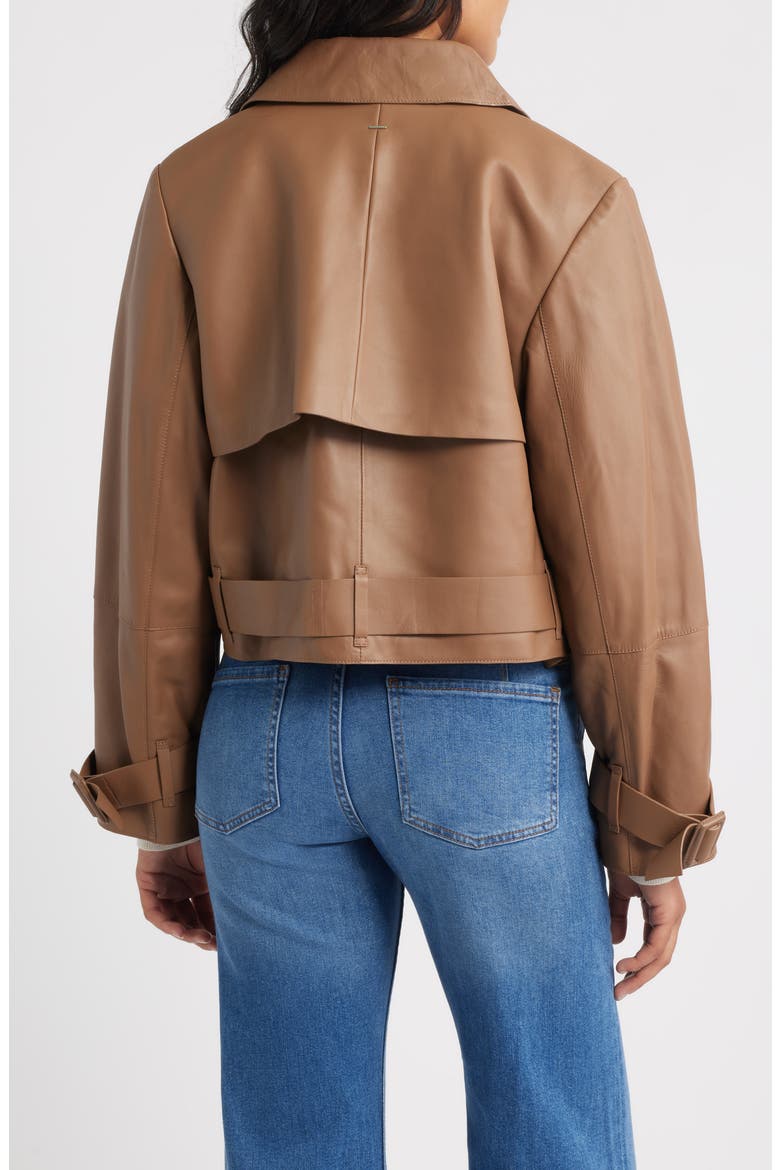 Satela Double Breasted Leather Jacket, Alternate, color, RUST/ COPPER