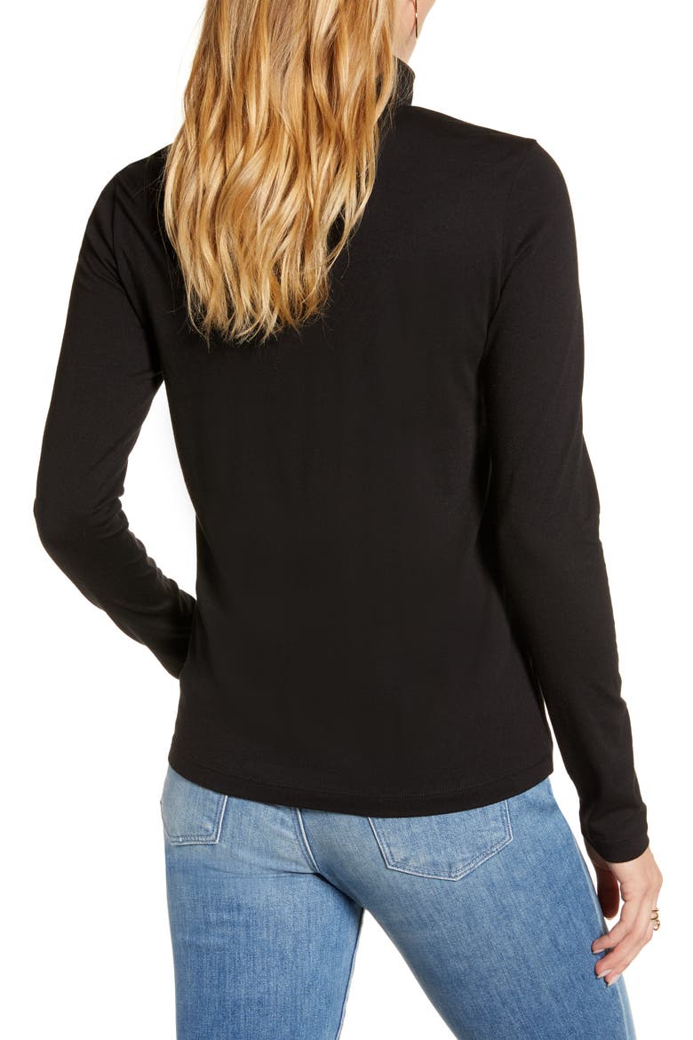 Cotton Blend Turtleneck Top, Alternate, color, BLACK