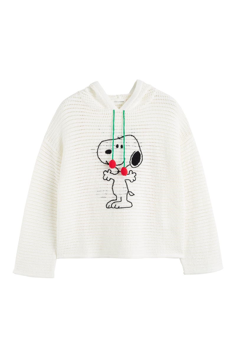 Cotton Snoopy Crochet Hoodie, Alternate, color, Cream