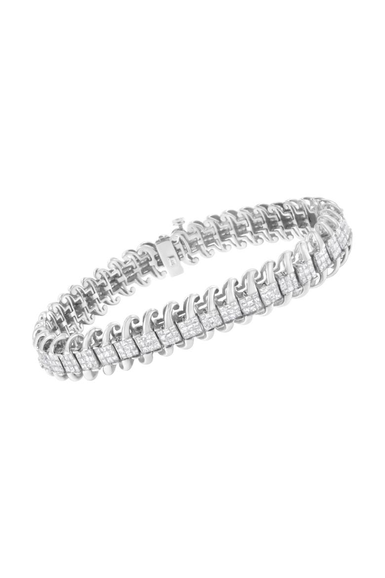 14K White Gold 5.0 Cttw Diamond  Wavy S-Link Tennis Bracelet, Alternate, color, White