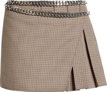 Stella McCartney Chain Detail Pleated Houndstooth Wool Wrap