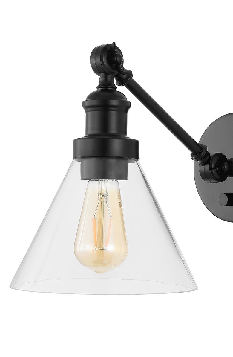 JONATHAN Y Cowie Iron/Glass Adjustable LED Wall Sconce, Alternate, color, 