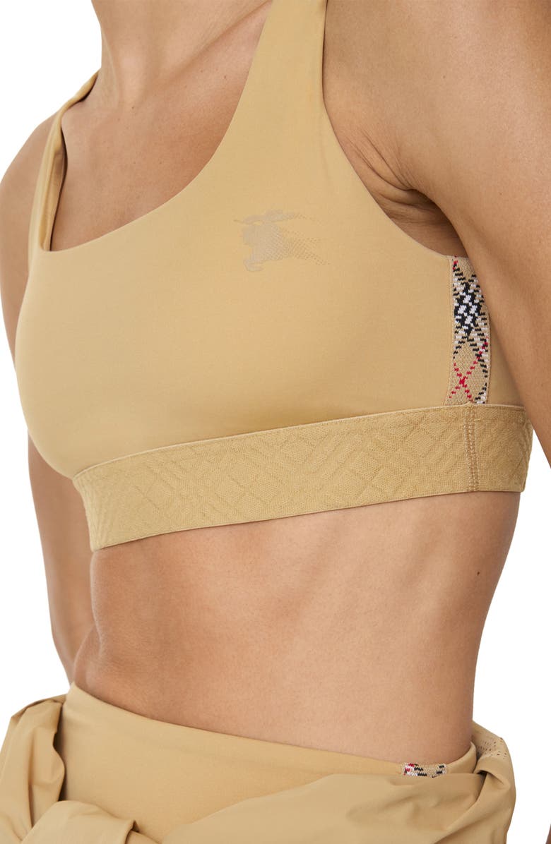 Burberry Alana EKD Check Detail Sports Bra, Alternate, color, Beige