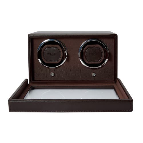 Wolf Cub Double Watch Winder With Cover In Brown
