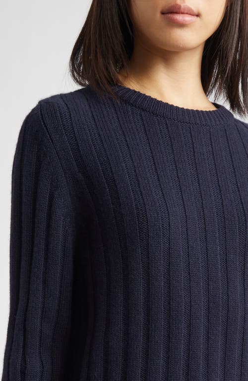 Johnstons Of Elgin Lecht Cashmere Rib Crewneck Sweater In Blue