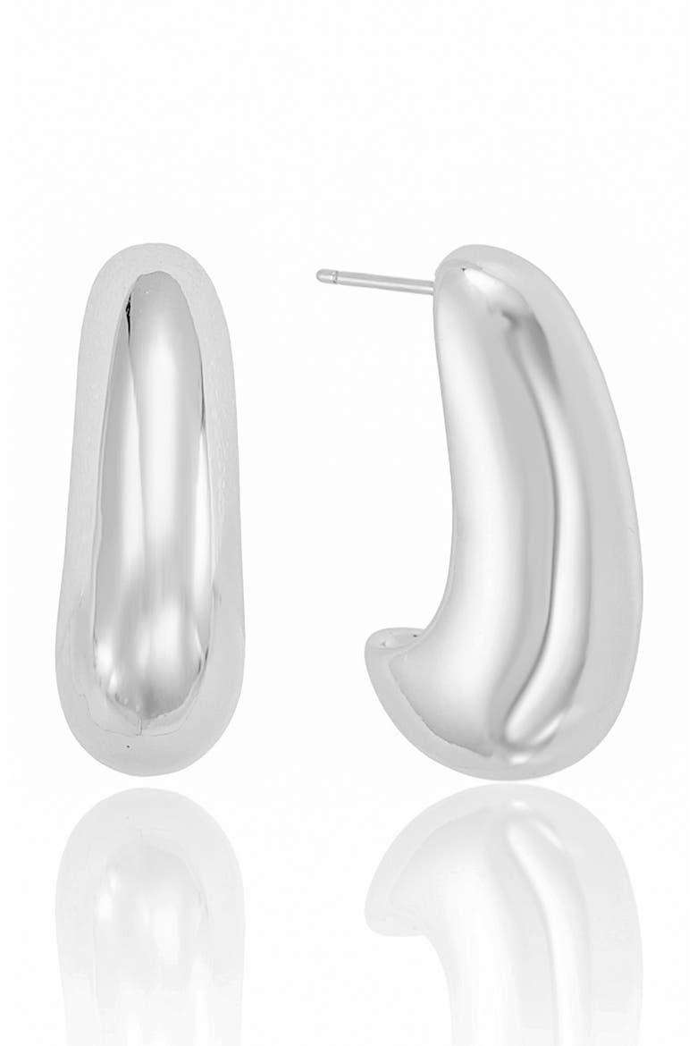 Smooth Half Hoop Earrings, Main, color, SILVER