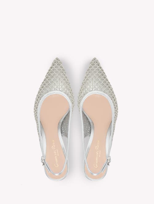 Gianvito Rossi Itaca 95 Metallic Leather-trimmed Embellished Mesh Slingback Pumps In Silver