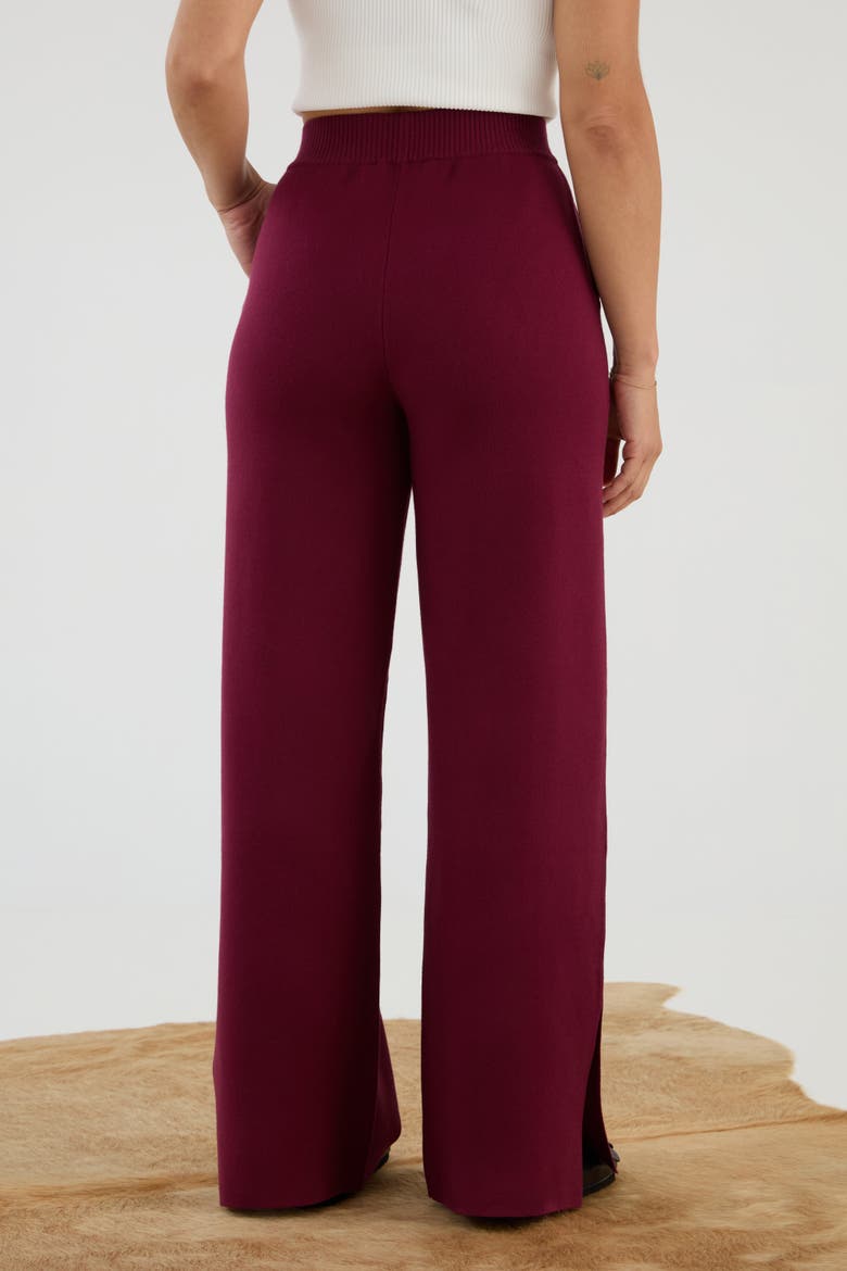 The Sweater Wide Leg Pant, Alternate, color, MERLOT
