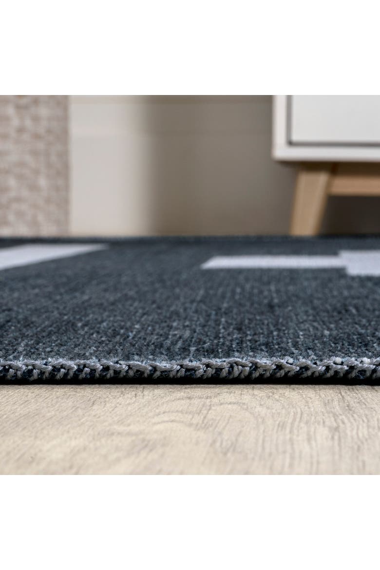 Adriel Geometric Medallion Machine-Washable Area Rug, Alternate, color, Navy/Light Gray
