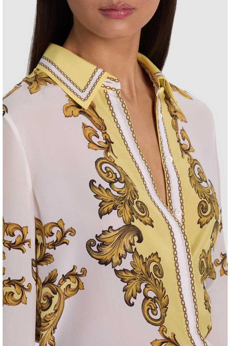 Willa Print Silk Button-Up Shirt, Alternate, color, GOLDEN COAST