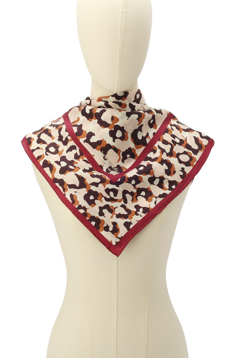 Surreal Leopard Silk Square Scarf, Alternate, color, PEACH TEA/ ORANGE HONEY