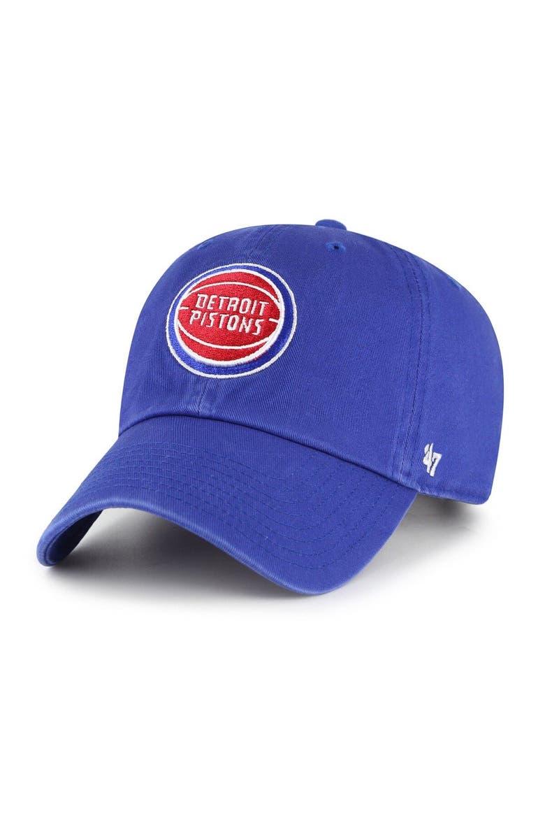 Men's '47 Blue Detroit Pistons Team Logo Clean Up Adjustable Hat, Main, color, Royal
