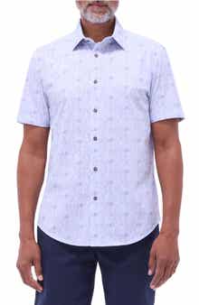 Bugatchi Miles OoohCotton® Leaf Print Short Sleeve Button-Up Shirt