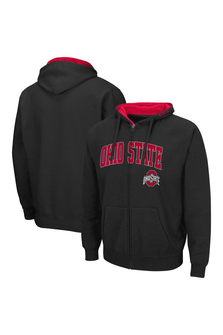 Men's Colosseum Black Ohio State Buckeyes Arch & Logo 3.0 Full-Zip Hoodie, Main, color, Black